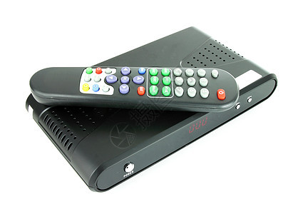 白色卫星电视遥控接收器和远程接收机控制板视频电子机顶盒盒子按钮电视信号解码器频道图片