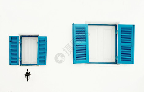 希腊风格窗口和灯窗户房子办公室木头框架城市文化旅行建筑房间图片