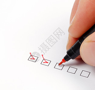 核对清单复选参与者办公室红色调查问卷投票研究考试顾客营销图片