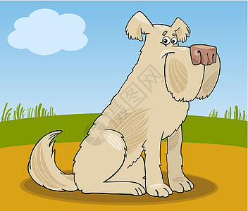 羊狗沙格吉狗漫画插图长发宠物公园小狗鼻子褐色犬类牧羊犬场景小猎犬图片
