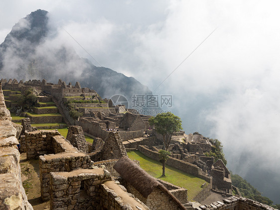 秘鲁库斯科地区的马丘建筑物阳台历史性旅行遗产游客全景村庄建筑学图片