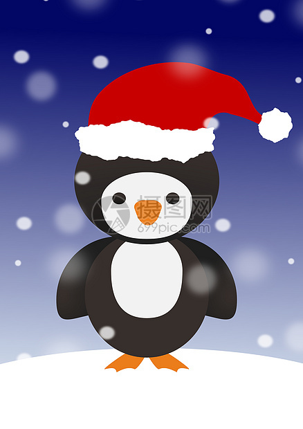 圣诞老人帽子企鹅图片