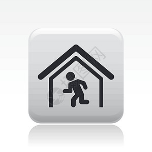孤立安全退出图标的矢量插图跑步房子危险图片
