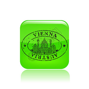 单一维也纳邮票图标的矢量插图图片
