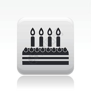 单一生日蛋糕图标的矢量插图派对纪念日蜡烛庆典周年图片