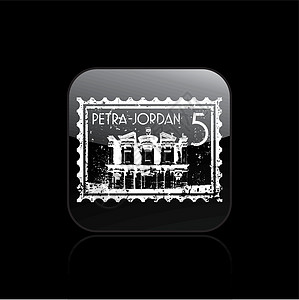 单个 Petra 图标矢量插图程式化纪念碑历史性图片