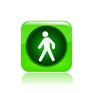 单一绿色交通灯图标的矢量插图信号行人优先权图片