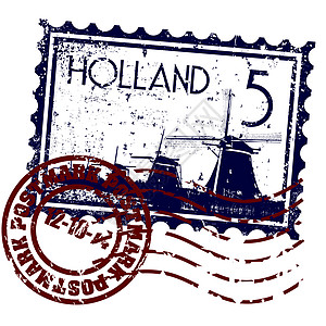单一荷兰图标矢量插图划痕首都邮票图片