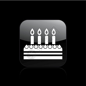 单一生日蛋糕图标的矢量插图庆典纪念日蜡烛周年派对糖果糕点图片