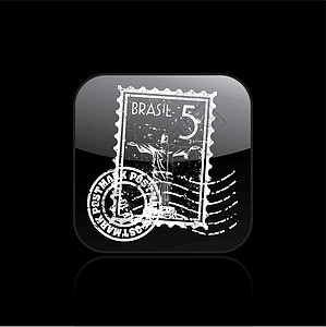 单一巴西图标矢量插图城市邮政邮票督像明信片划痕程式化纪念碑历史邮件图片