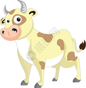 可爱牛 插图喇叭艺术品农场奶制品白色快乐黄色生活家畜棕色图片
