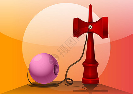 Kendama 插图玩具诡计游戏绘画别针细绳木头眼睛剑崎竞赛图片