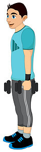 拿着哑铃的锻炼者插画绘画运动装男性训练肌肉娱乐身体艺术品火车运动员图片