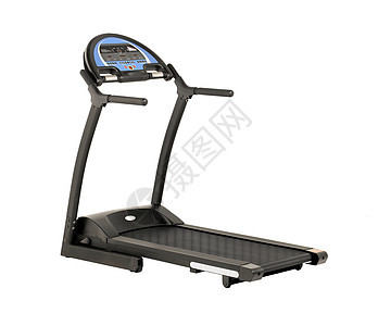 TreadMill 白色上孤立的运行练习工具重量控制板车把运动力量数字屏幕跑步机指标运动场图片