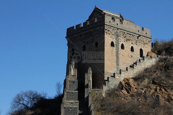 中国长城的塔楼游客世界文化晴天遗产旅行爬坡旅游石头历史性图片