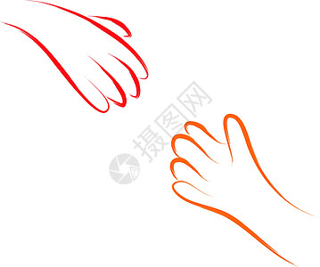 伸出援助之手孩子装饰保险友谊手指协议团队涂鸦家庭安全图片