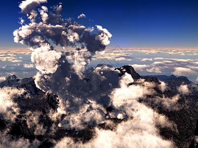 火山爆发休眠陨石活动蒸汽景点蓝色喷发地球喷泉日落图片