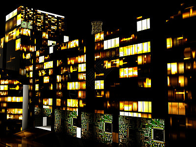 夜间商业区反射商业生活景观旅游地标窗户天空建筑天际图片