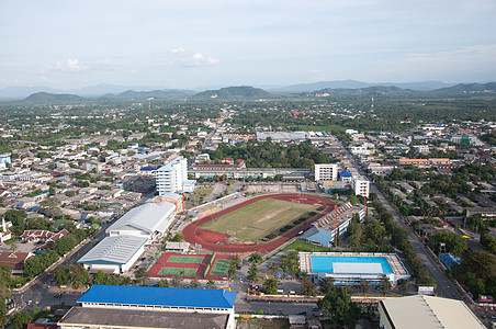 亚拉 泰国雅拉体育场体育场街道景观城市鸟瞰图蓝色足球房子公园运输图片