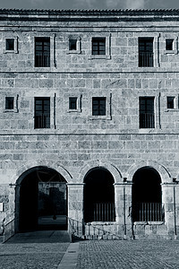 尤索修道院 圣米兰德拉科戈拉 拉里奥哈 西班牙历史建筑学旅游历史性拱门遗产旅行宗教建筑黑与白图片