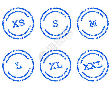 服装尺寸邮票规格贴纸海豹商业蓝色插图橡皮裙子购物烙印背景图片
