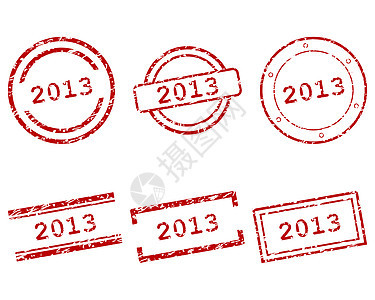 2013年印章烙印按钮日历新年打印贴纸邮票海豹橡皮商业背景图片