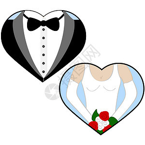 结婚爱情幸福丈夫夫妻热情婚礼妻子婚姻卡通片绘画燕尾服背景图片