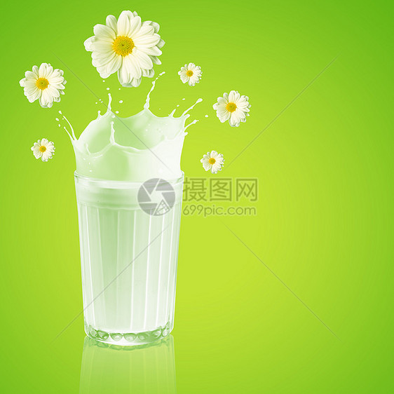玻璃中的新鲜牛奶养分流动杯子奶制品饮料气泡奶油酸奶活力早餐图片