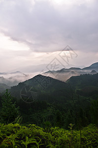 日落在中国国庆的喀斯特地貌草原热带山顶仙境岩溶树木旗帜太阳阳光风景图片