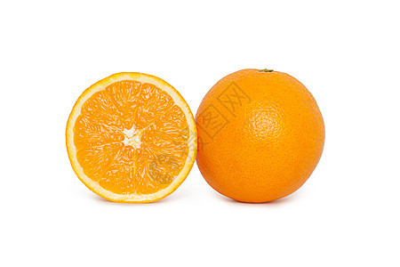 白底绝缘的切橙子水果图片