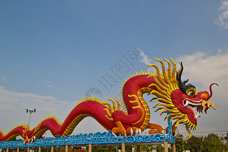 中国风格的龙雕像装饰品蓝色金子文化节日寺庙宗教力量财富传统图片