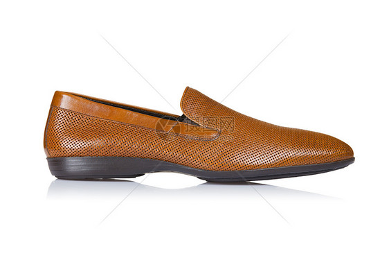 白色男性鞋子的时装概念靴子男人正装鞋类黄色骡子皮革橙子脚跟反射图片
