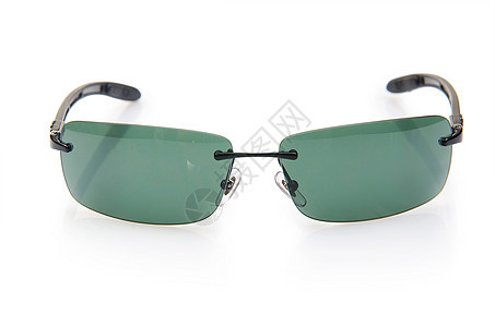 白色上孤立的优美太阳镜镜片绿色眼镜紫外线风镜海滩运动玻璃塑料阳光图片