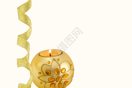 圣诞节蜡烛白色丝带季节性锥体季节绿色花圈装饰品松树金子图片