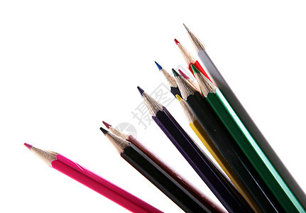 白背景上孤立的铅笔光谱蓝色办公室橙子彩虹绘画乐器大学教育素描图片