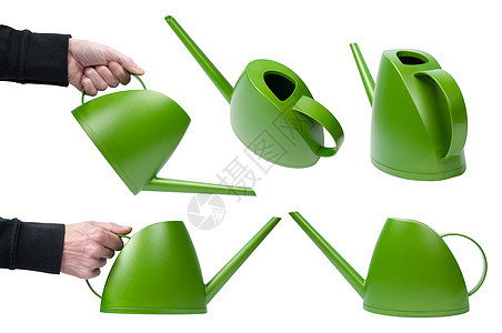 供水罐白色绿色工具水壶喷壶水合物背景图片