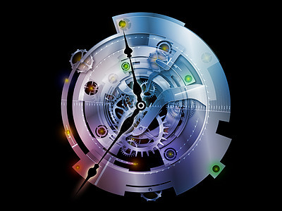 超时钟工作小时时间技术几何学发条机器插图旋转科学乐器图片