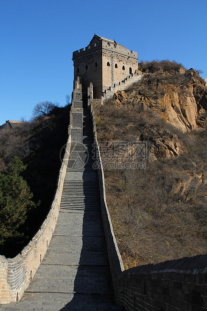 中国长城的攀升道路图片