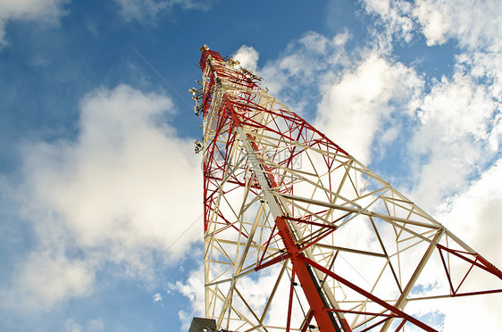 电信通信信号塔台电讯收音机蓝色系统中继器射线宽带技术电视细胞图片