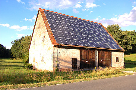 谷仓活力建筑学电池太阳能板房屋太阳能太阳圆盘房子力量图片