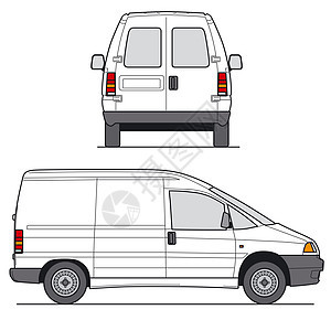 Mini Van 模板办公室送货运输风俗白色推介会车辆旅行食物插图图片