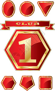 造型丝带盾牌模板丝带边界金属红色插图标识控制板乐队证书俱乐部插画