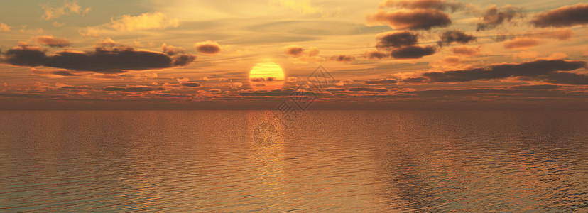 日落在海中太阳天空绘画插图射线红色波浪高度地平线图片