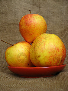 盘子上4个好苹果果汁食物桌子花粉市场香味小吃香气水果诱惑图片