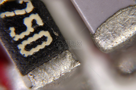 电子学显微缩微图焊接晶体管显微蚀刻电气反抗者显微镜电路板照片电阻器图片