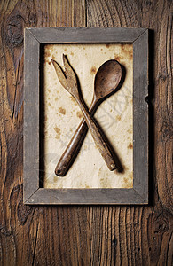 木制的叉和勺子木木图片