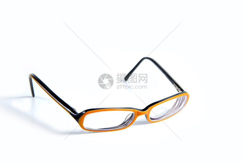黑色 白底带橙色眼镜眼镜架女性白色塑料橙子屈光度图片