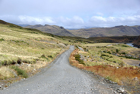 智利的泥土路农村场地草地乡村爬坡草原小路踪迹国家风景图片