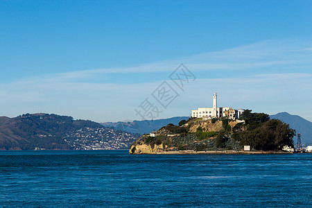 美国旧金山Alcatraz岛爬坡囚犯海岸建筑灯塔地方建筑学安全外观吸引力图片