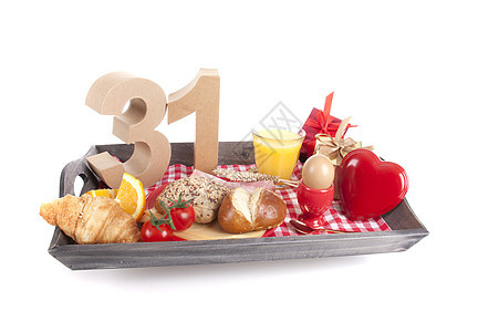 生日早餐早餐周年奶油庆典包子托盘展示礼物幸福盒子纸板图片